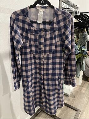 Isabel Marant Navy and Cream Plaid Button-Front Dress